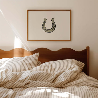 Lucky Horseshoe Olive Horizontal Poster