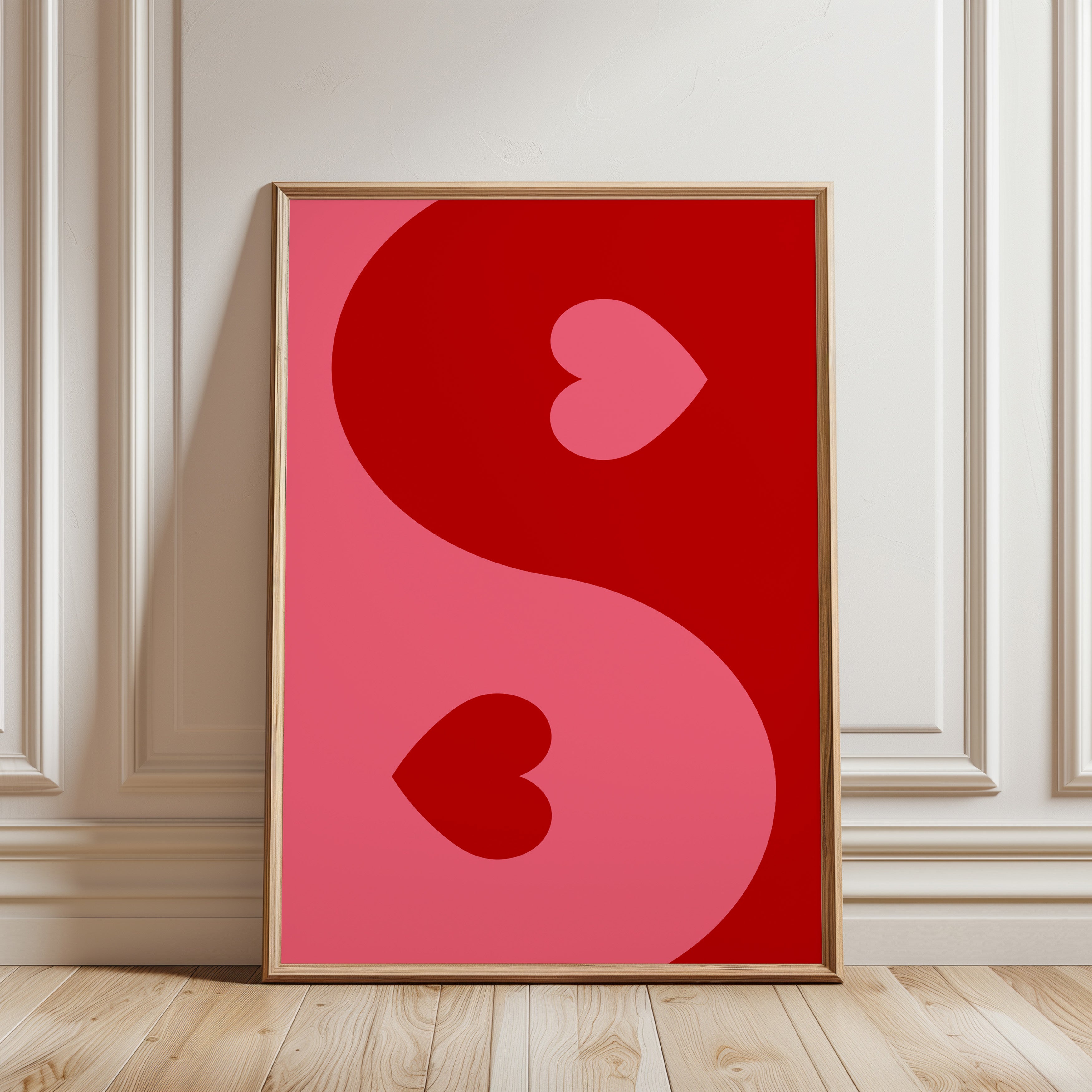 Yin Yang Heart Hot Pink Poster