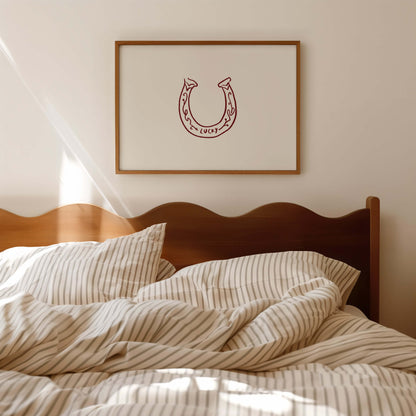 Lucky Horseshoe Burgundy Horizontal Poster