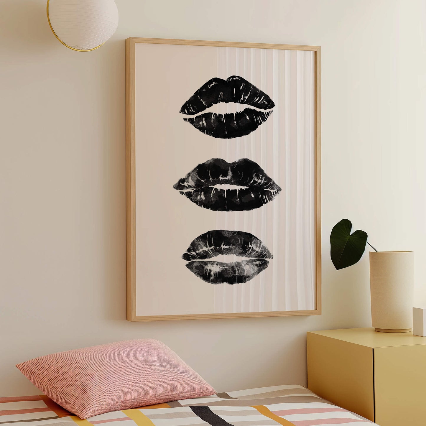 Lipstick Kisses Black Poster