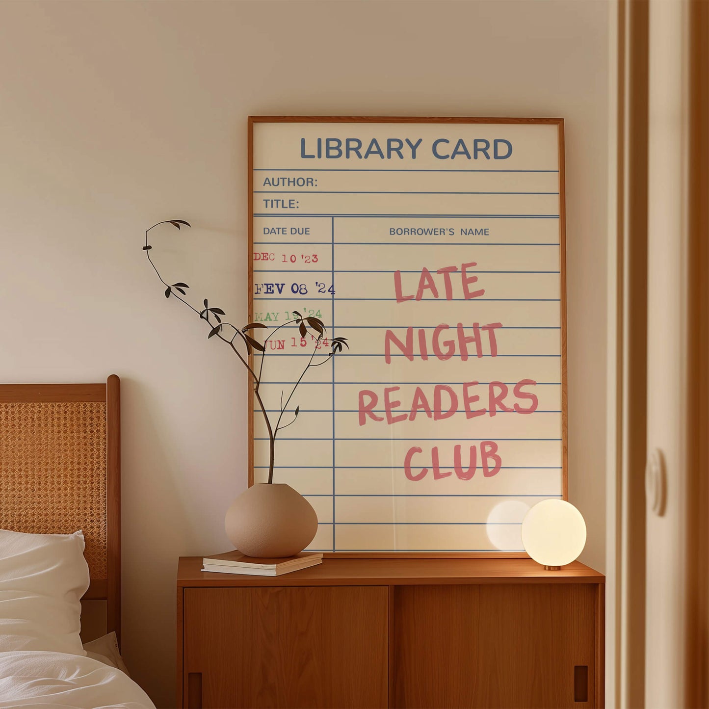 Late Night Readers Library Card Poster