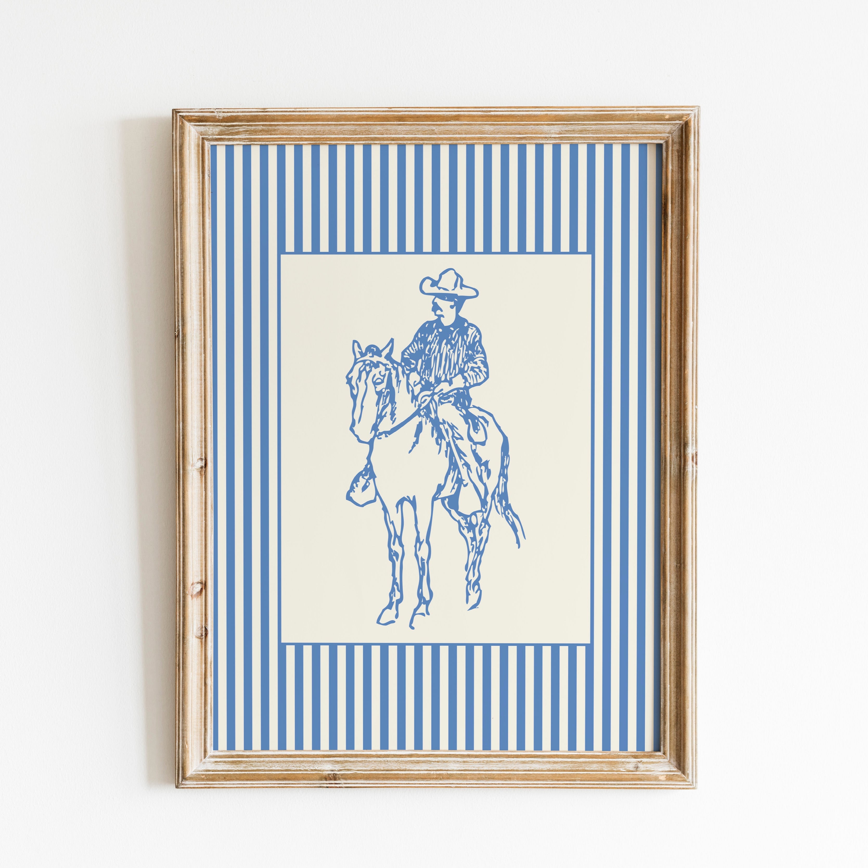 Cowboy Sketch Striped Poster