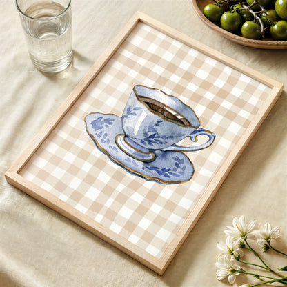 Gingham Vintage Blue Mug Poster