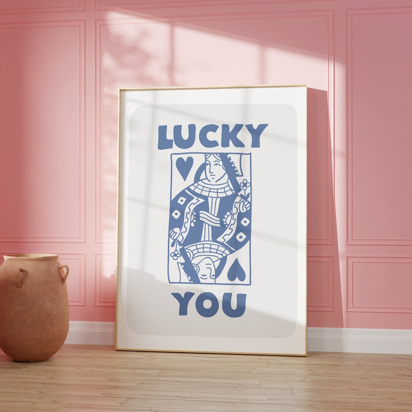Lucky You Playing Cards Blue Poster