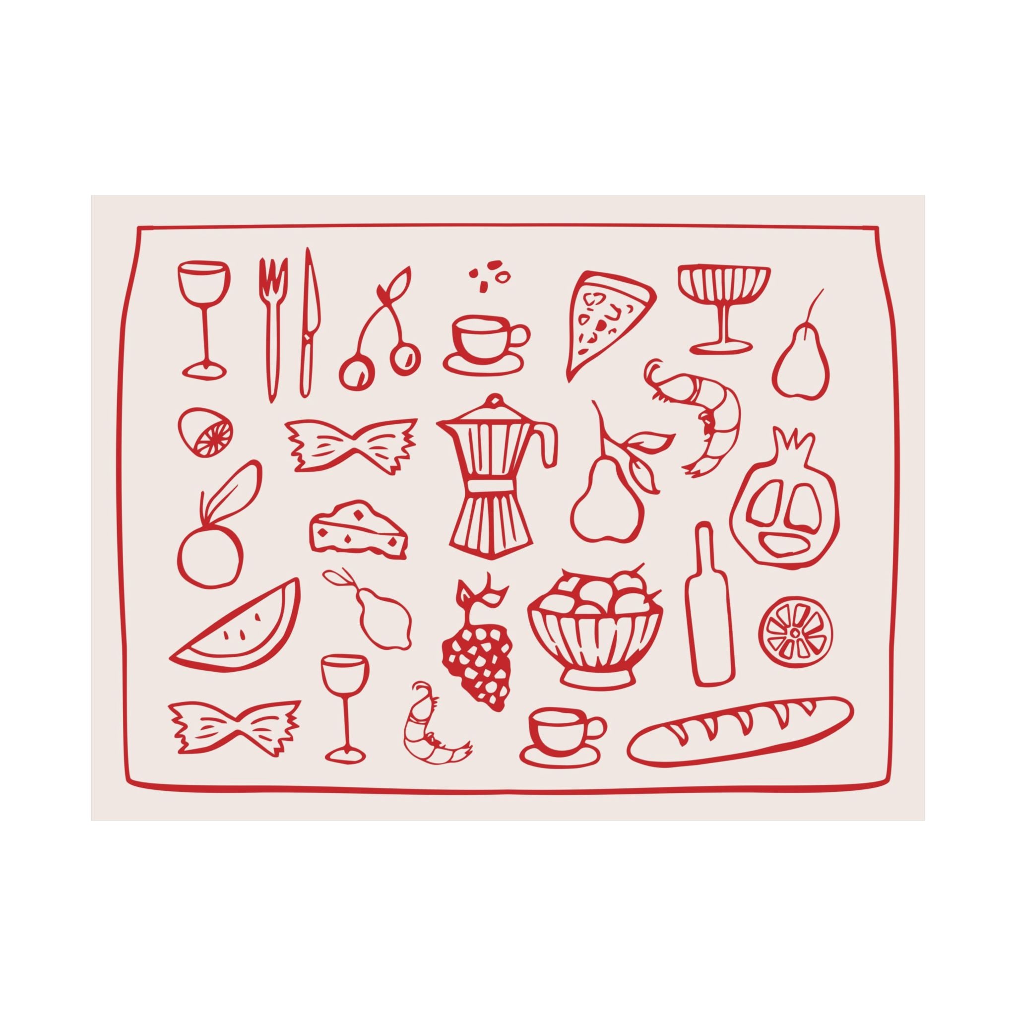 Kitchen Ingredients Red Poster