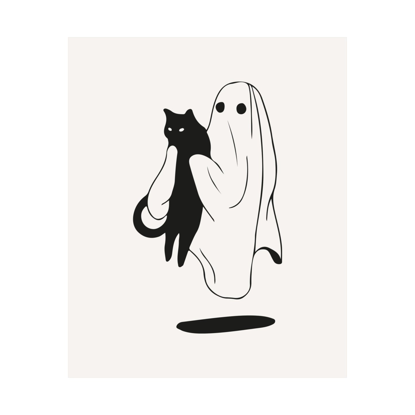 Ghost Holding Cat Halloween Poster