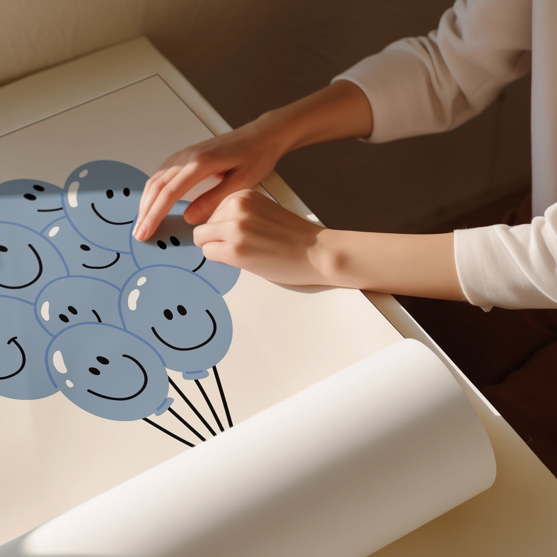 Happy Balloon Blue Poster