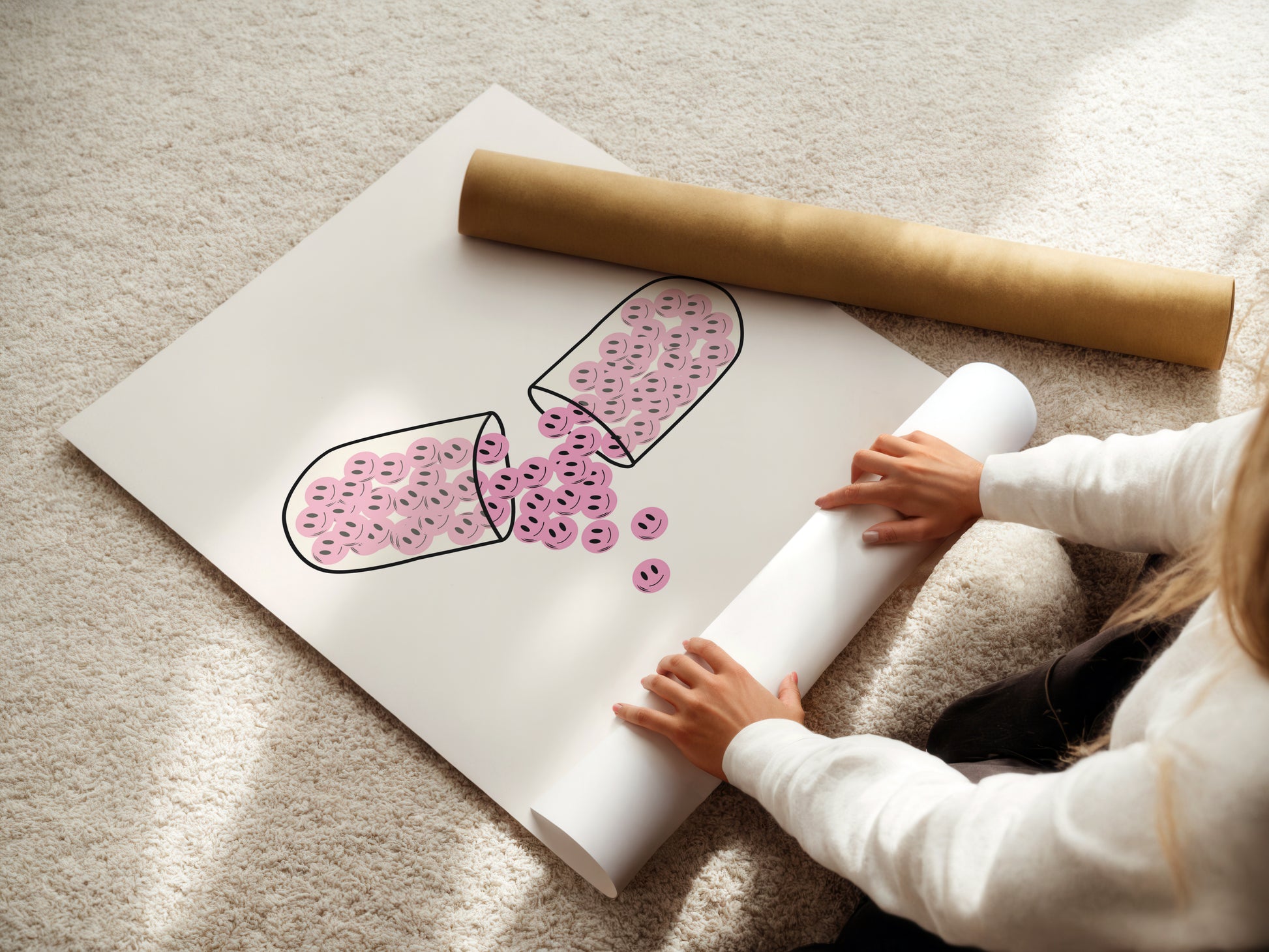 Happy Pills Pink Poster