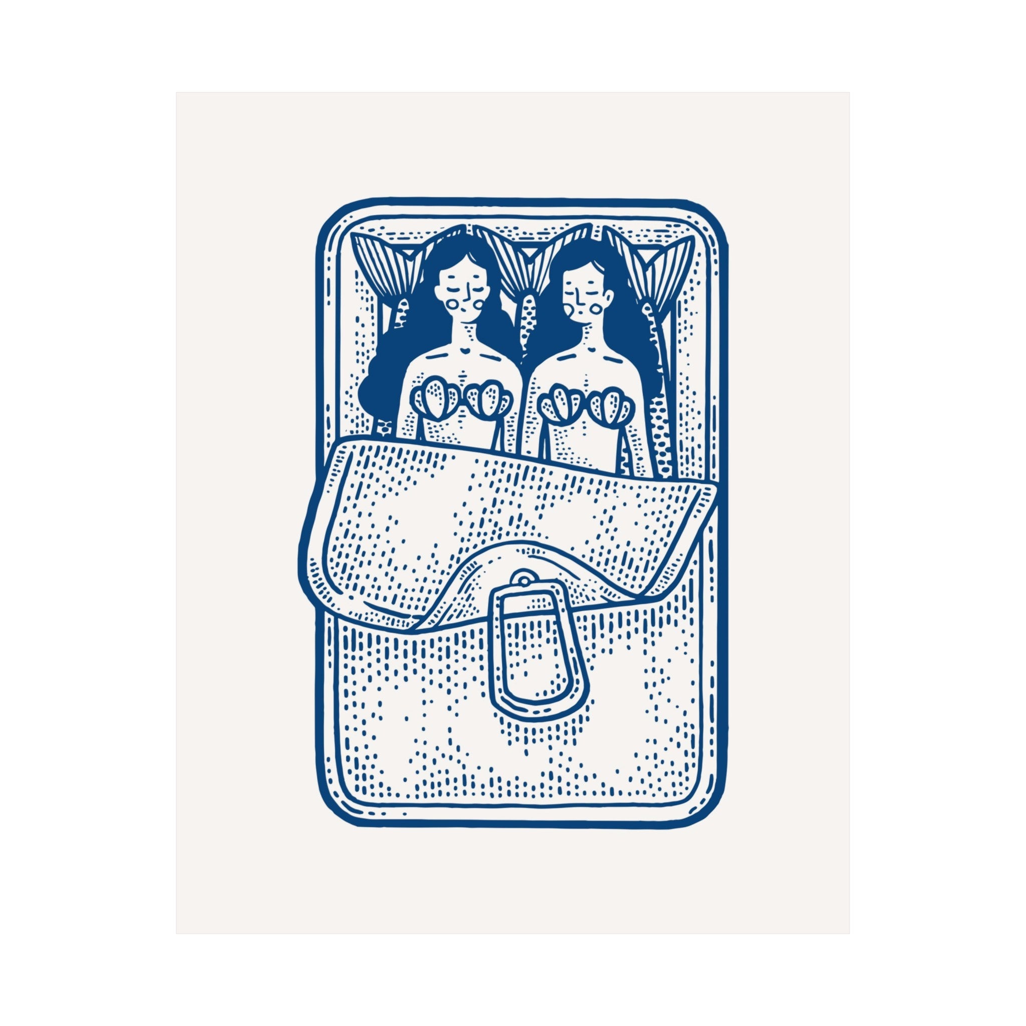 Mermaid Sardines Blue Poster