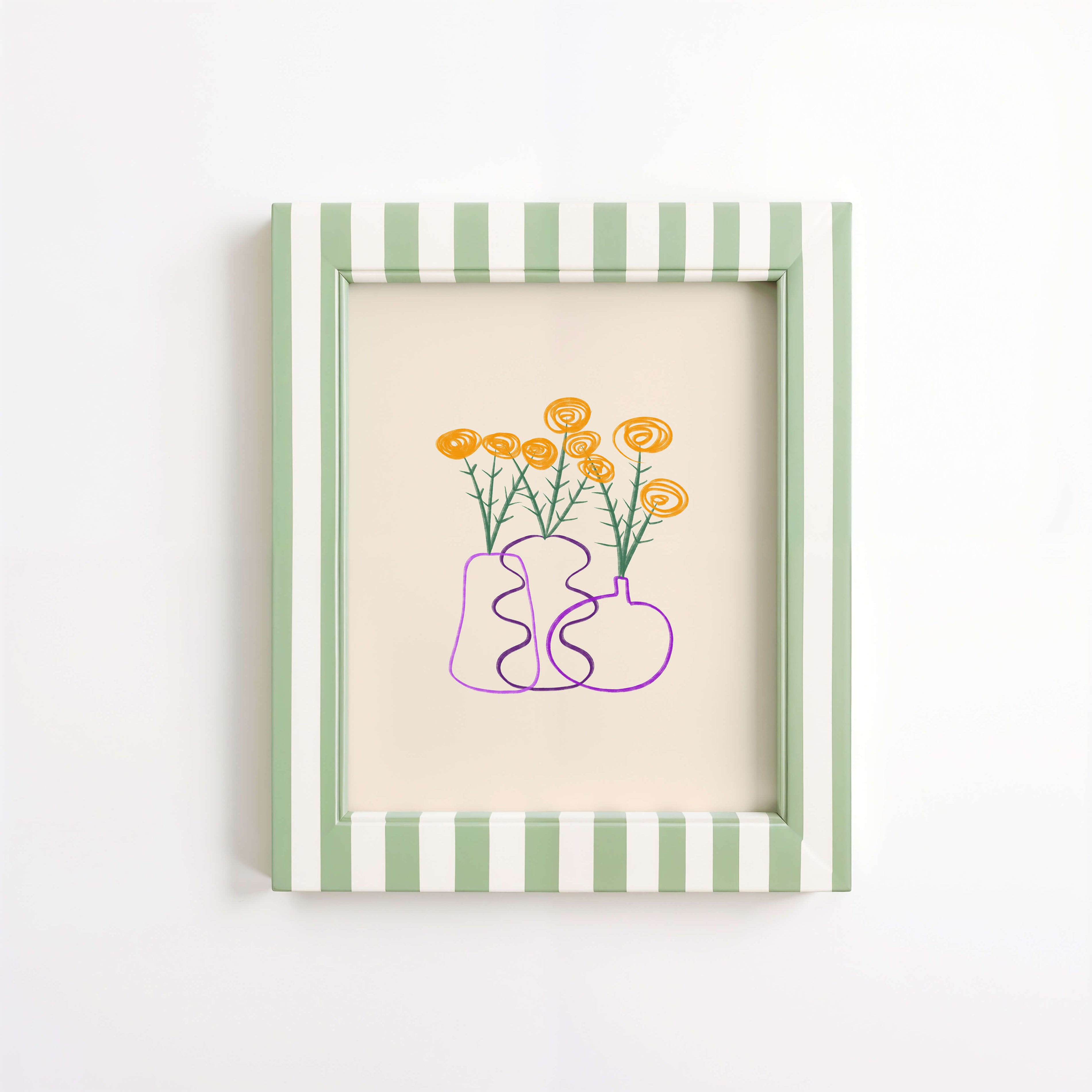 Hand Drawn Yellow Flowers Vase