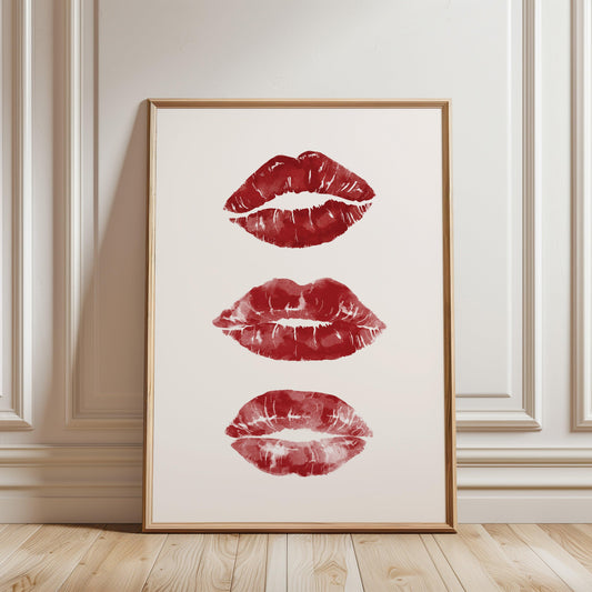 Lipstick Kisses Red Poster