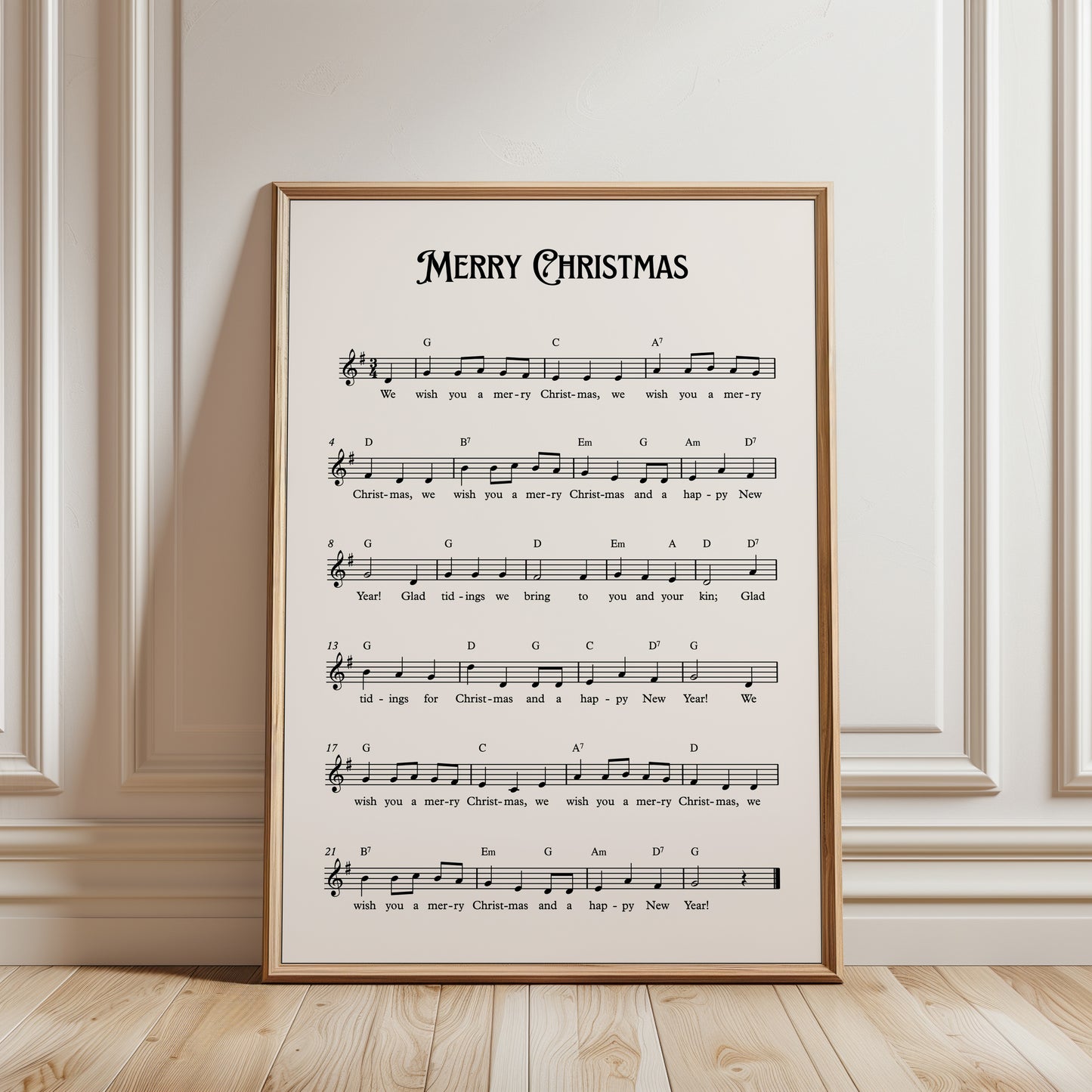 Merry Christmas Carol Music Sheet Poster