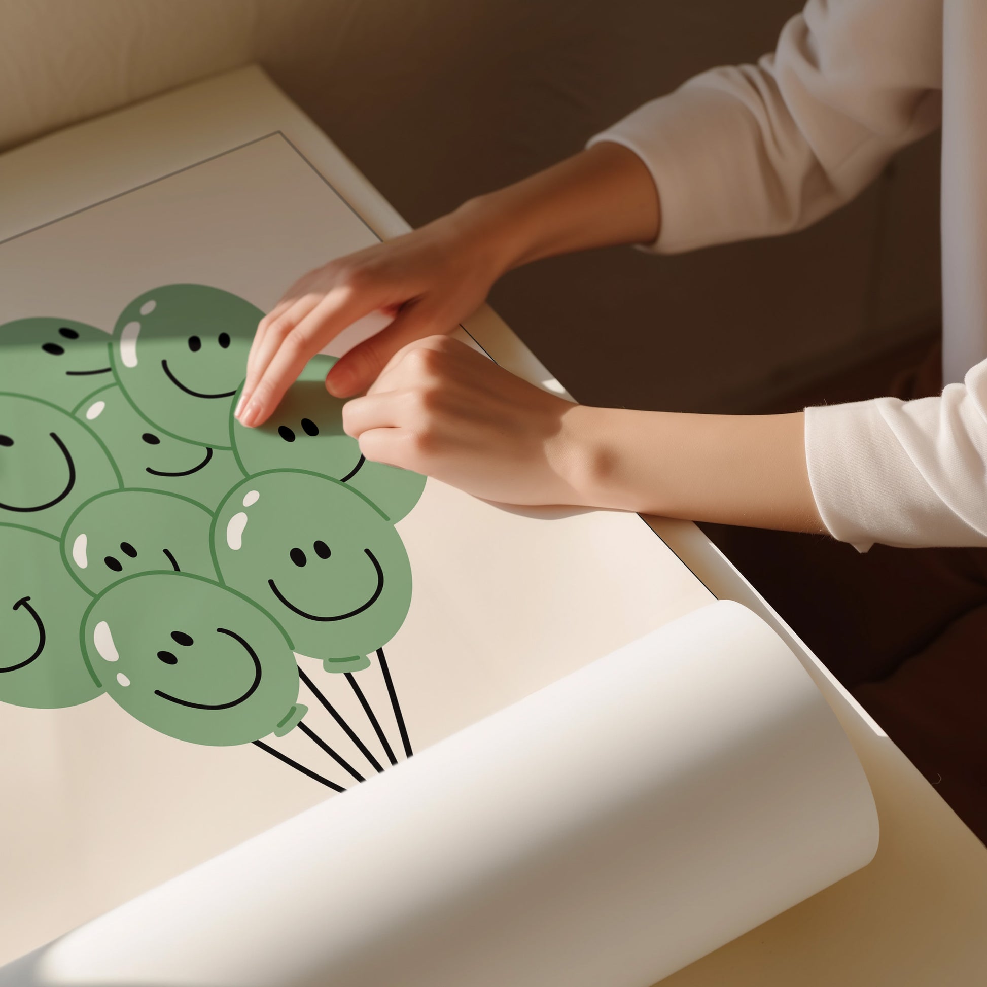 Happy Balloon Green Poster