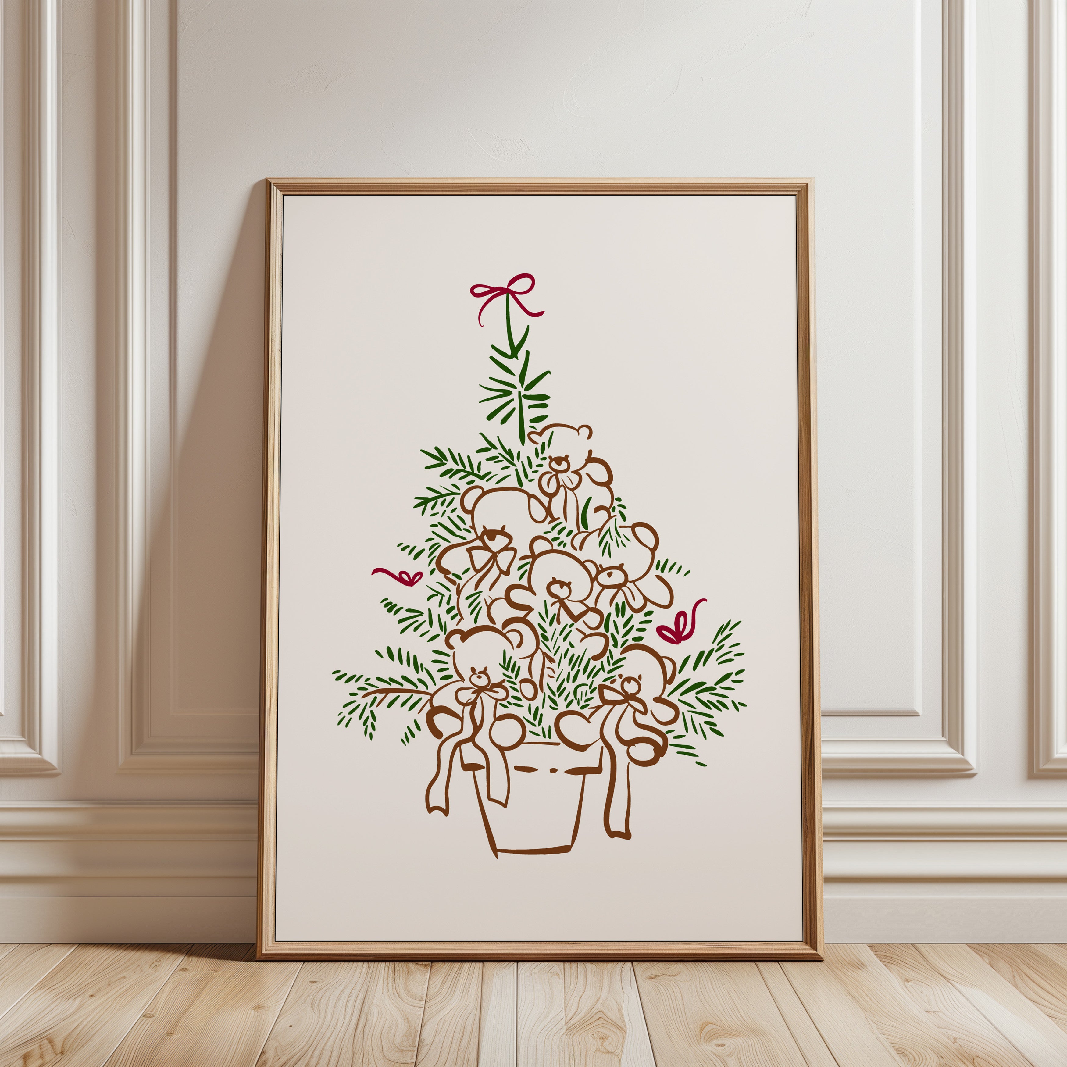 Teddy Bear Tree Christmas Poster