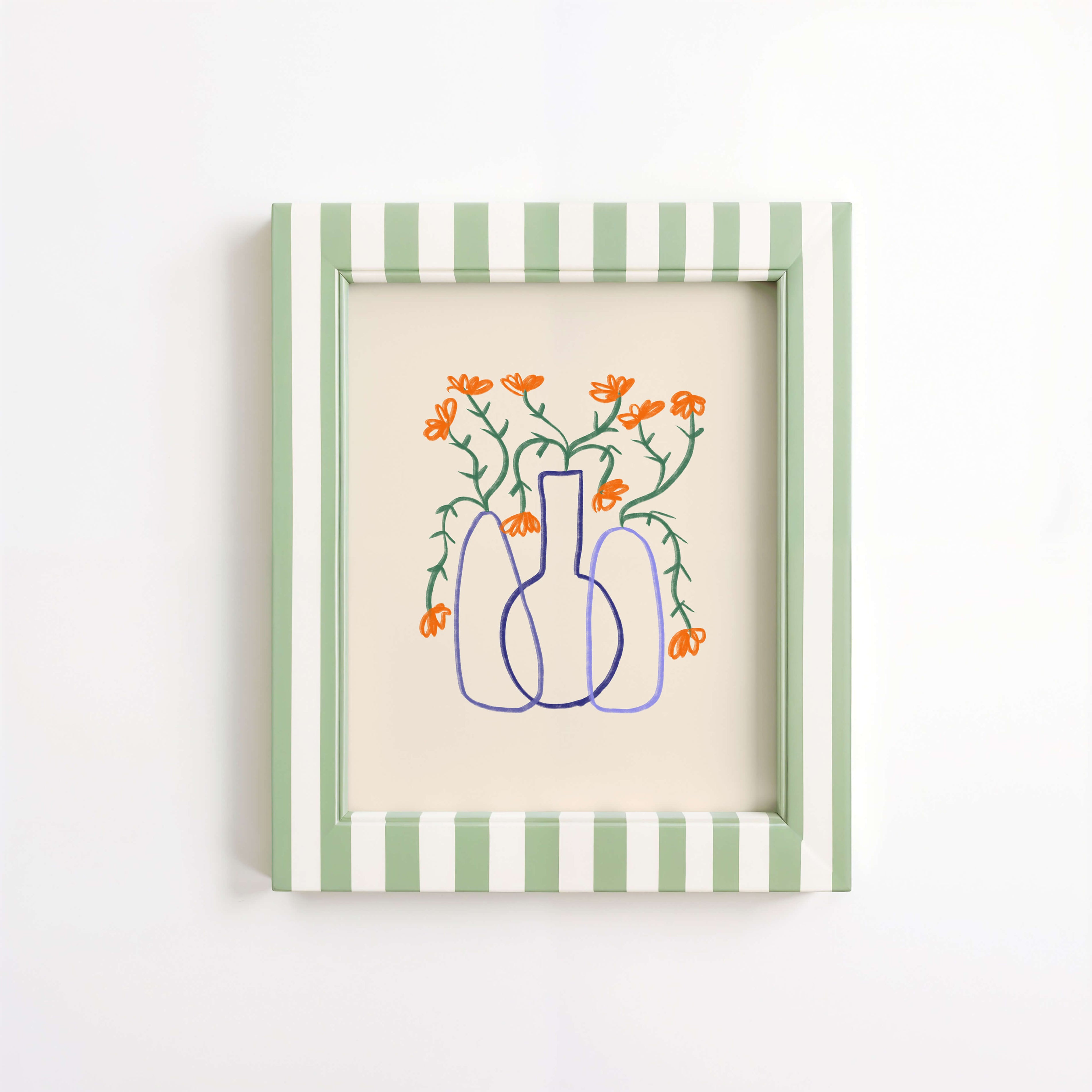 Hand Drawn Orange Flower Vase Poster