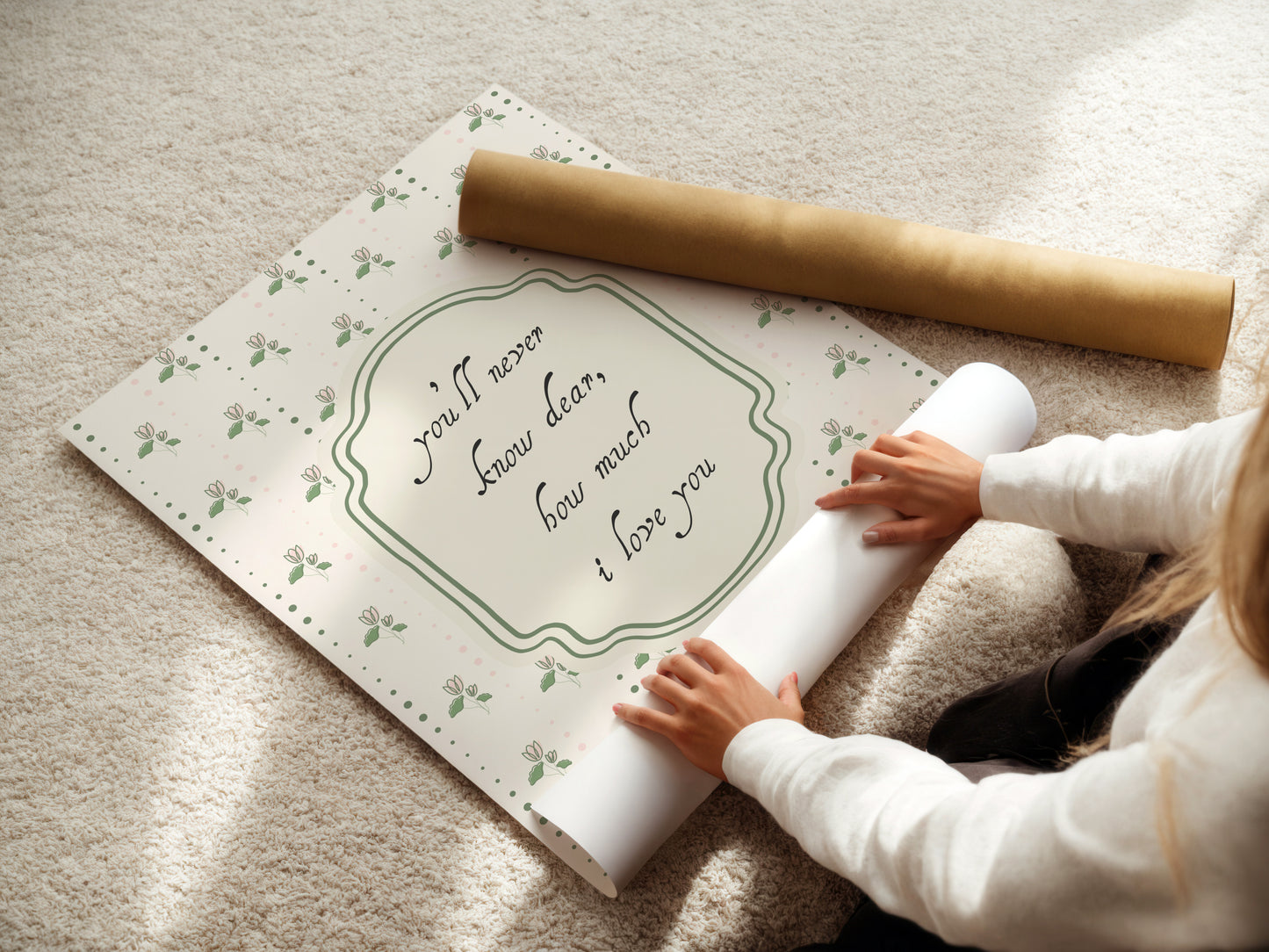 You'll Never Know Dear How Much I Love You Floral Poster