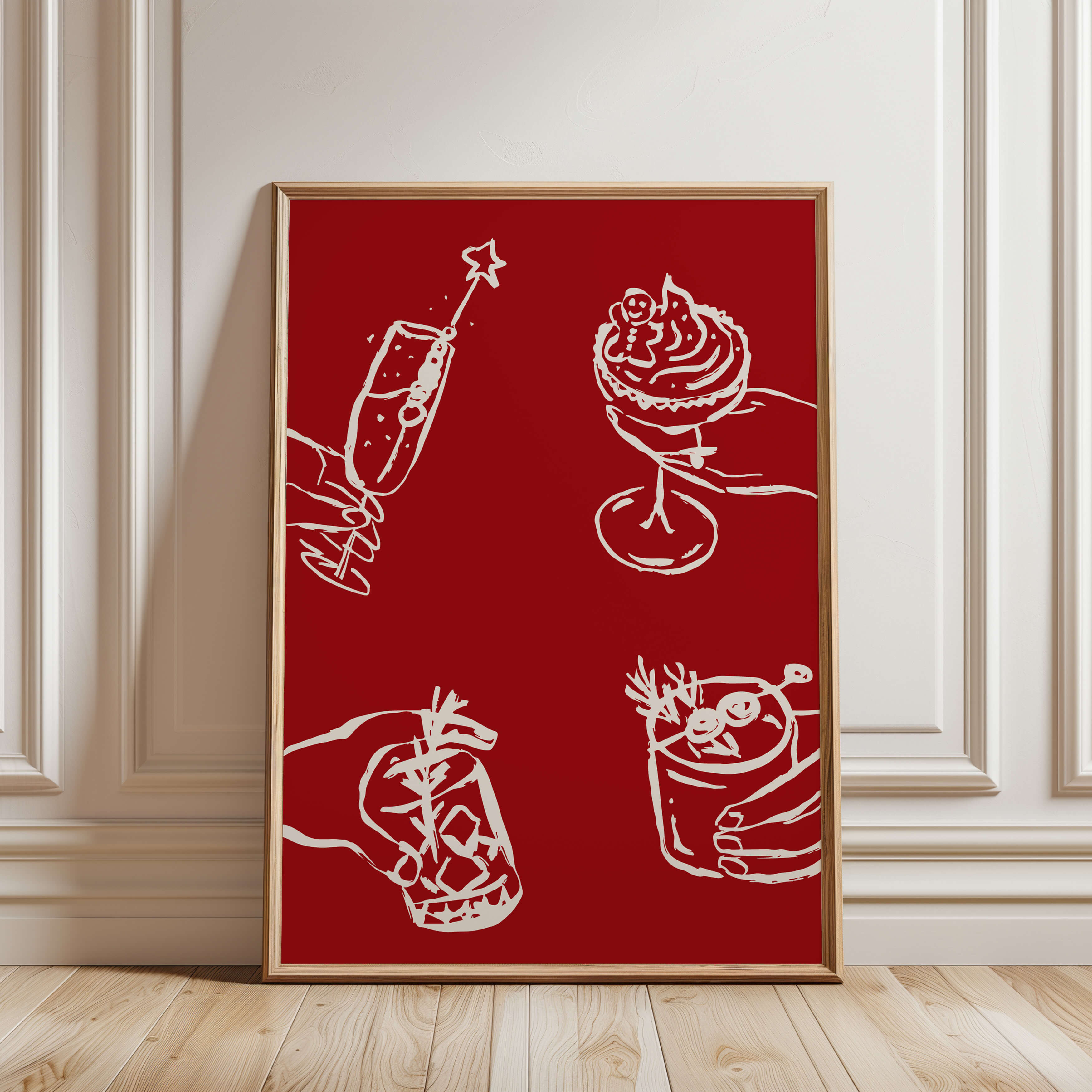 Red Christmas Cocktails Poster