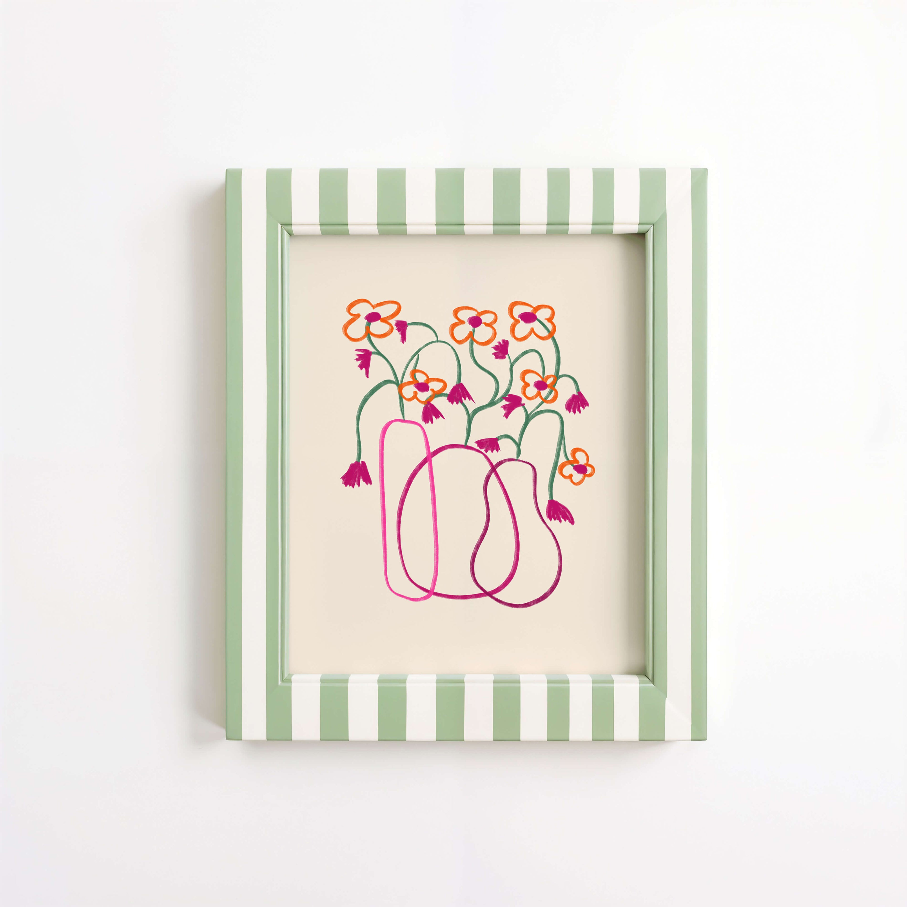 Hand Drawn Fuchsia Flower Vase Poster