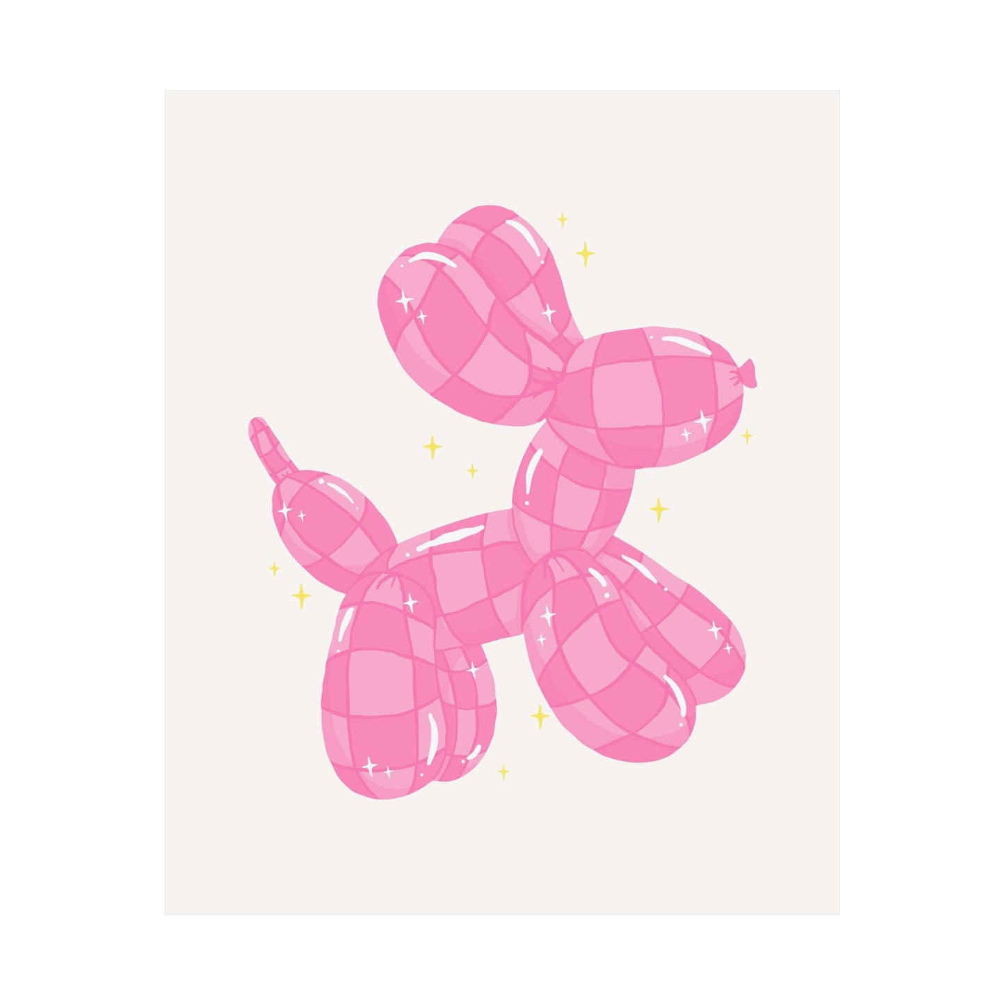 Checkered Balloon Dog Pink Poster