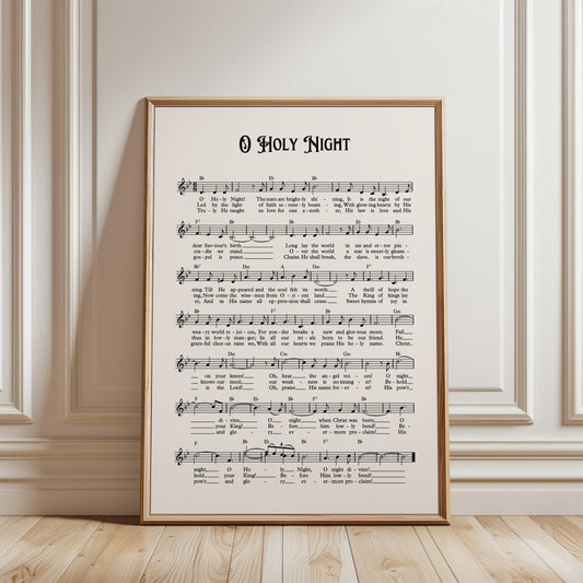 O Holy Night Carol Music Sheet Poster