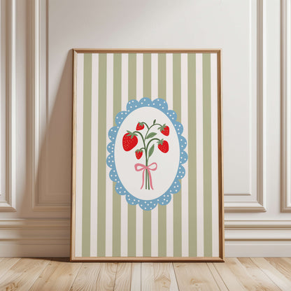 Strawberry Bouquet Striped Poster