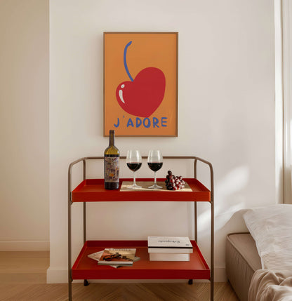 J'adore Cherry Orange Poster