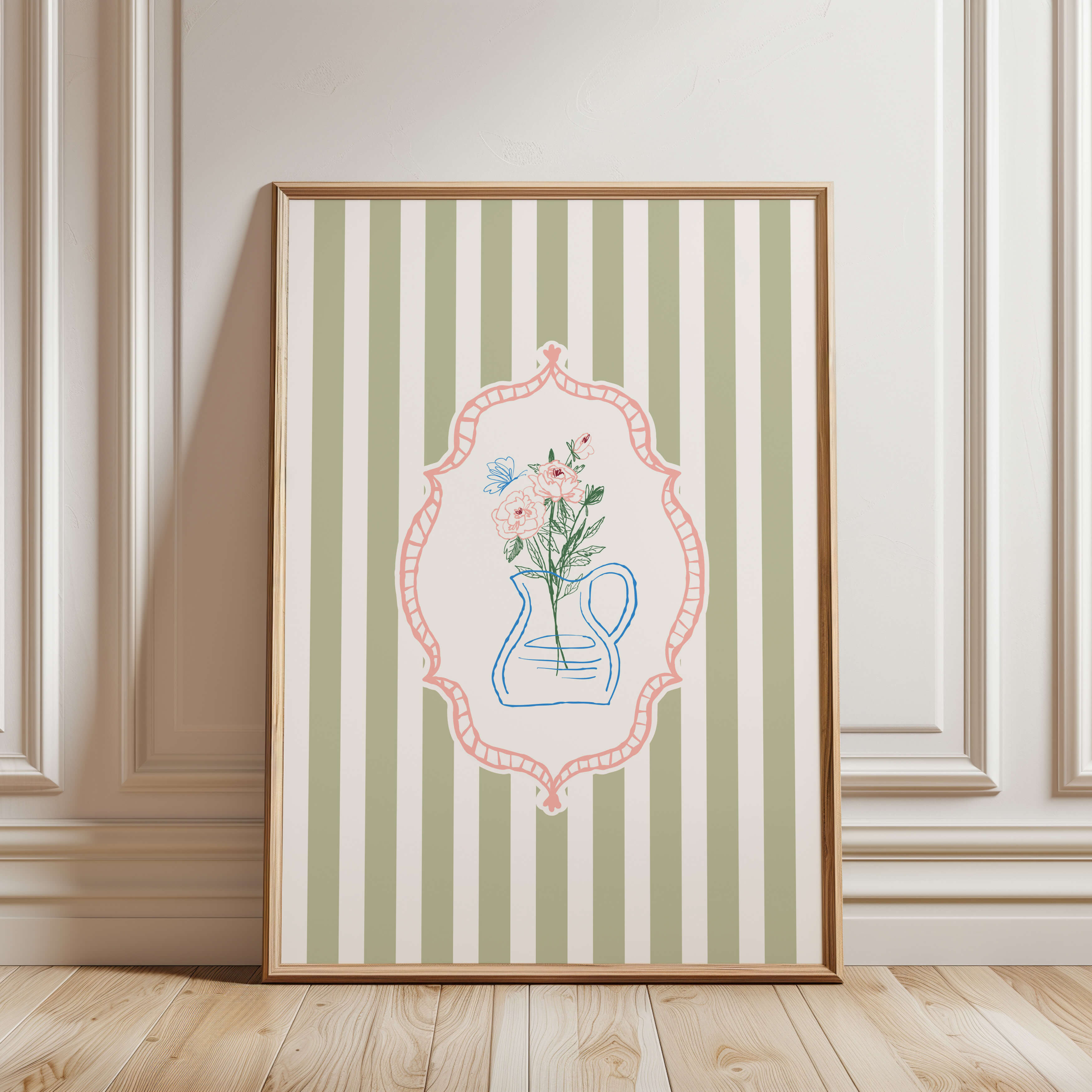 Cottagecore Sage Flower Vase Poster