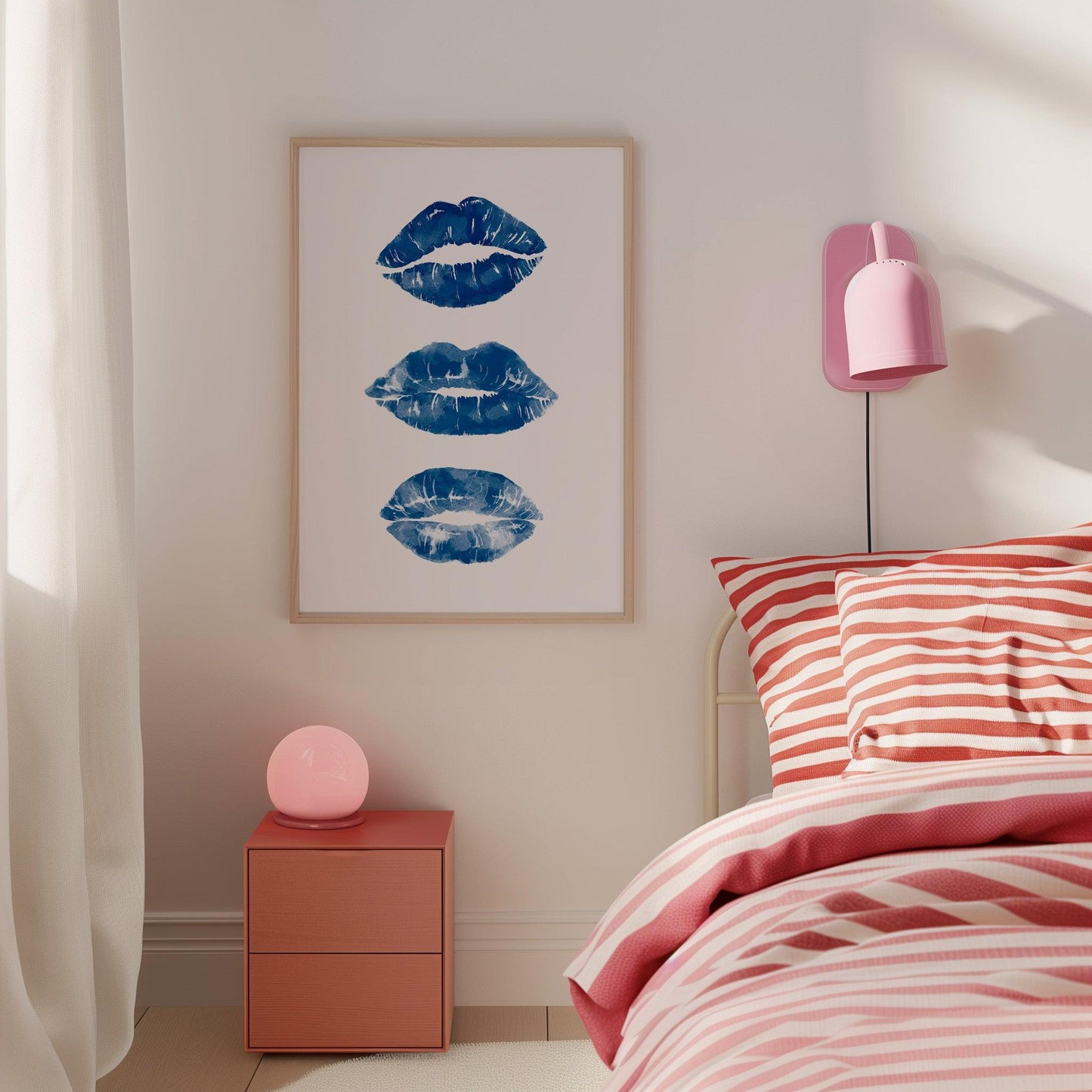 Lipstick Kisses Blue Poster