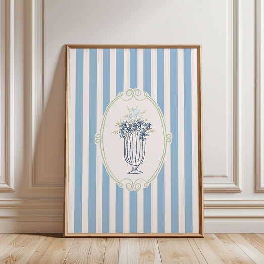 Cottagecore Blue Flower Vase Poster