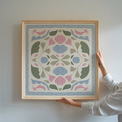Pastel Floral Quilt Square Poster