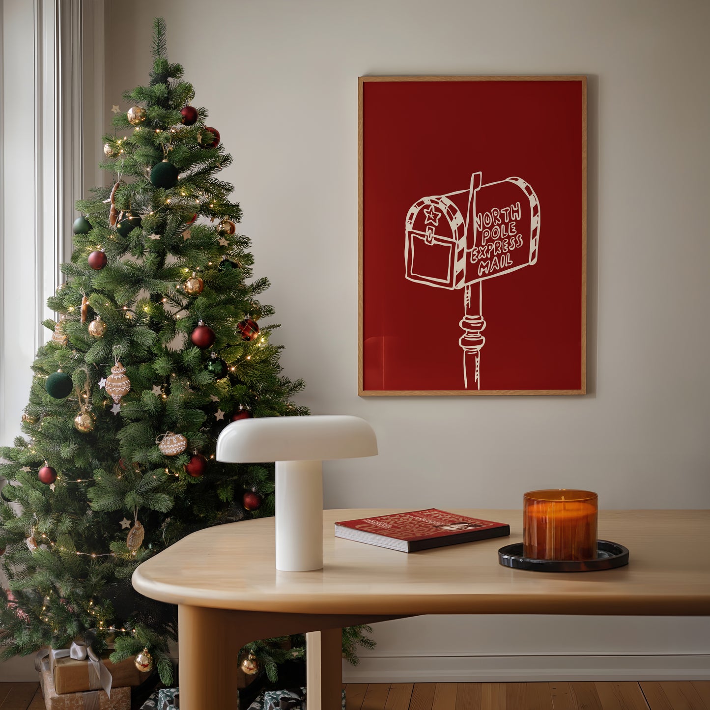North Pole Red Mailbox Christmas Poster