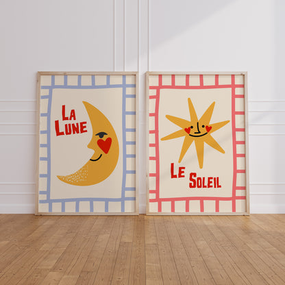Set of 2 La Lune & Le Soleil Prints