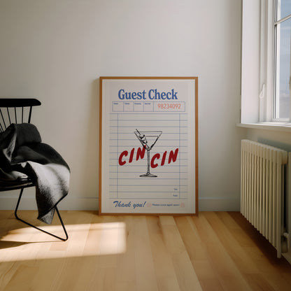 Guest Check Cin Cin Cocktail Poster