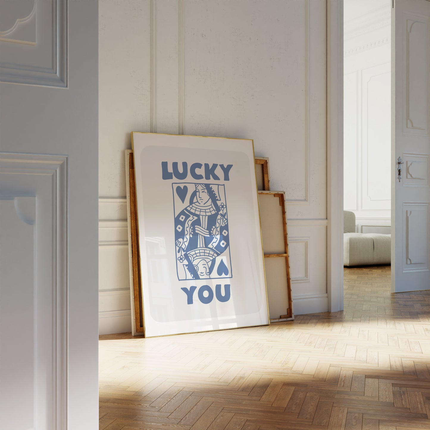 Lucky You Playing Cards Blue Poster