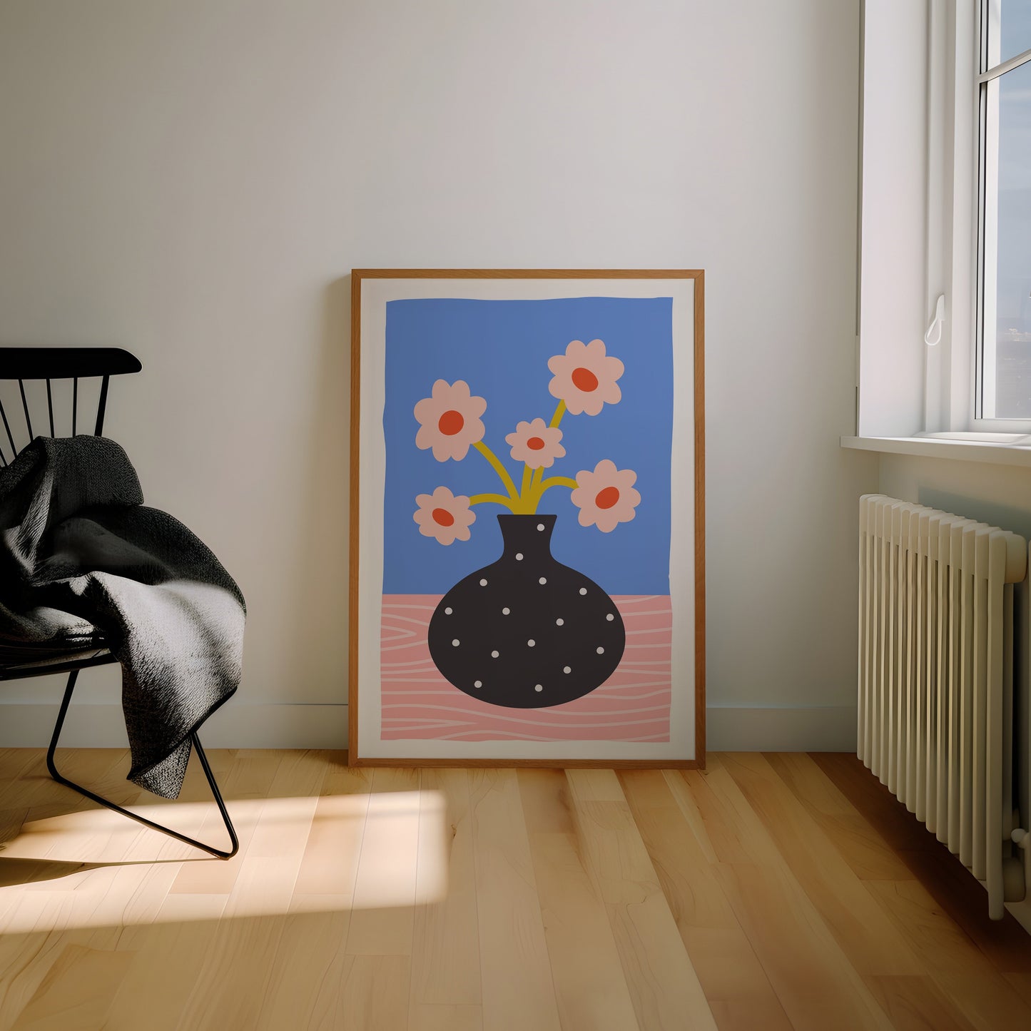 Colorful Blue Funky Flower Poster