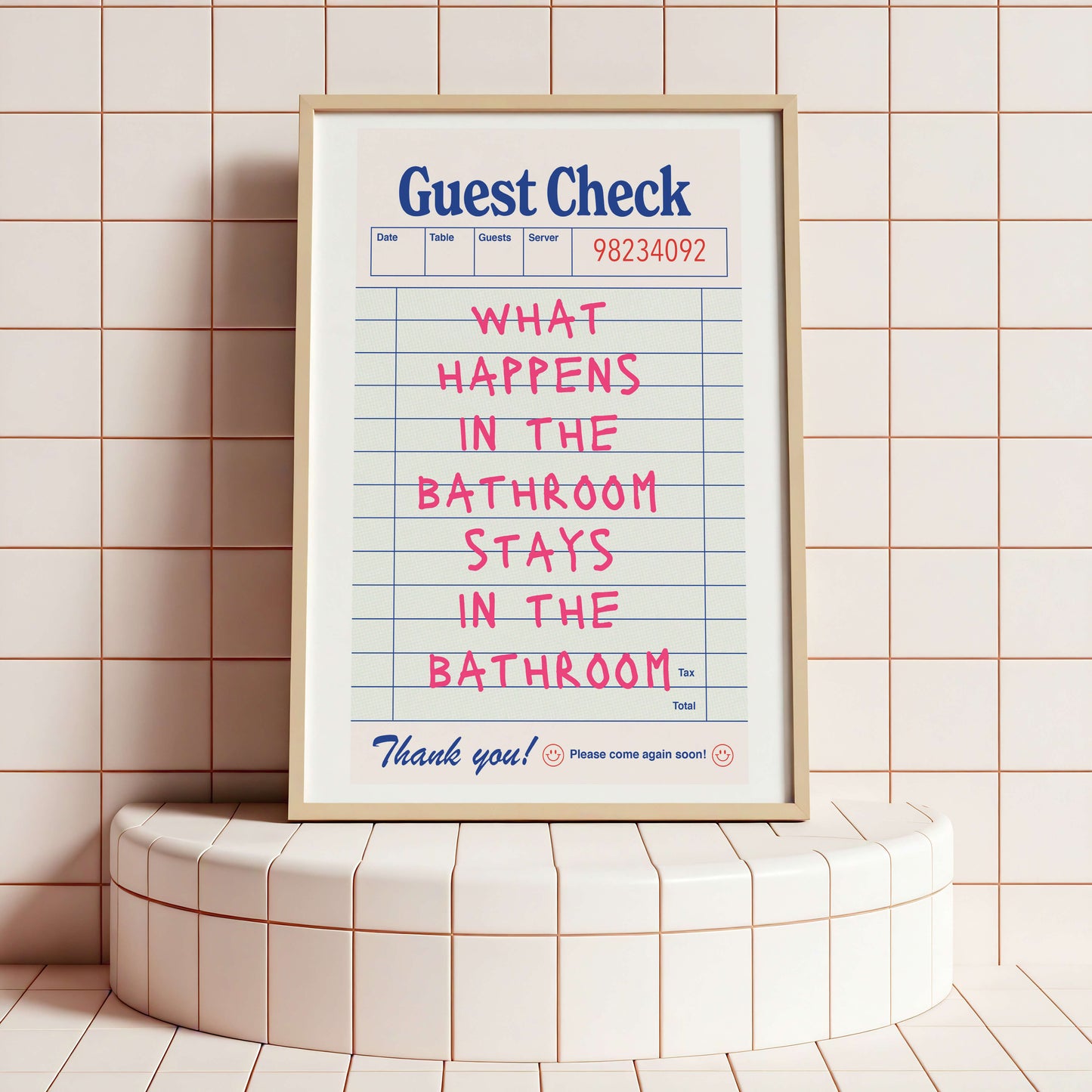 What Happens in the Bathroom Guest Check Poster