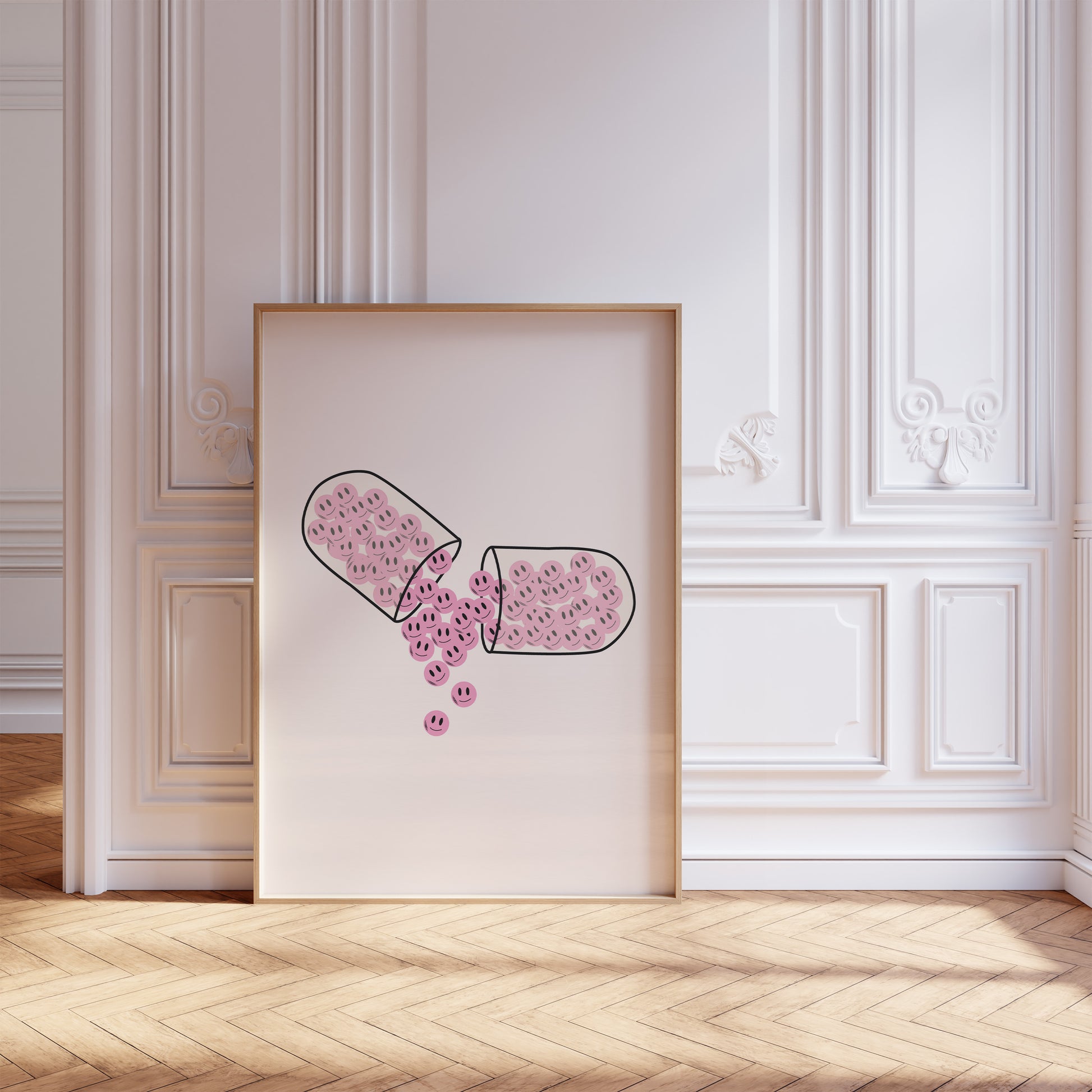 Happy Pills Pink Poster