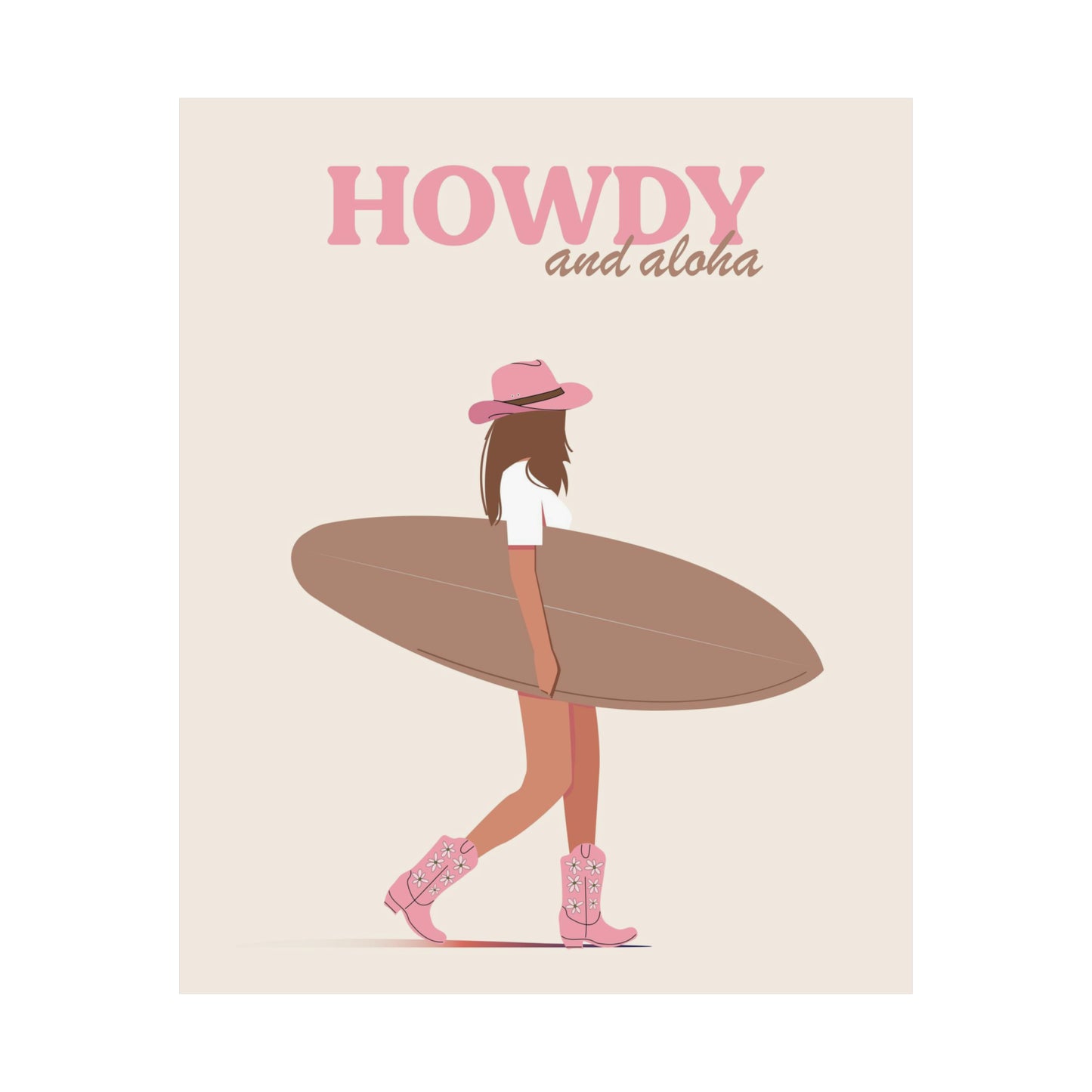 Howdy and Aloha Pink Poster