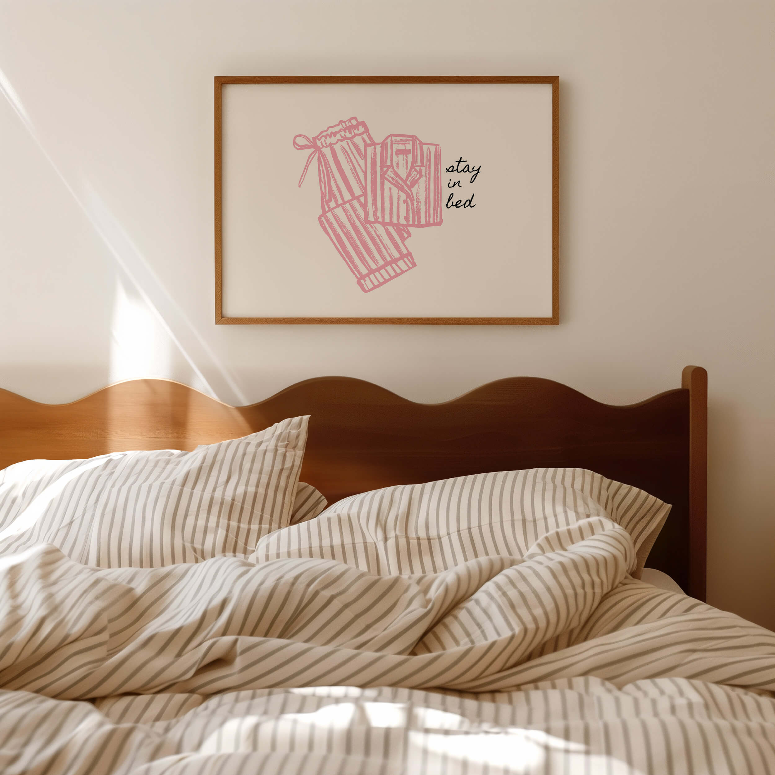 Stay in Bed Pijama Pink Above The Bed Poster