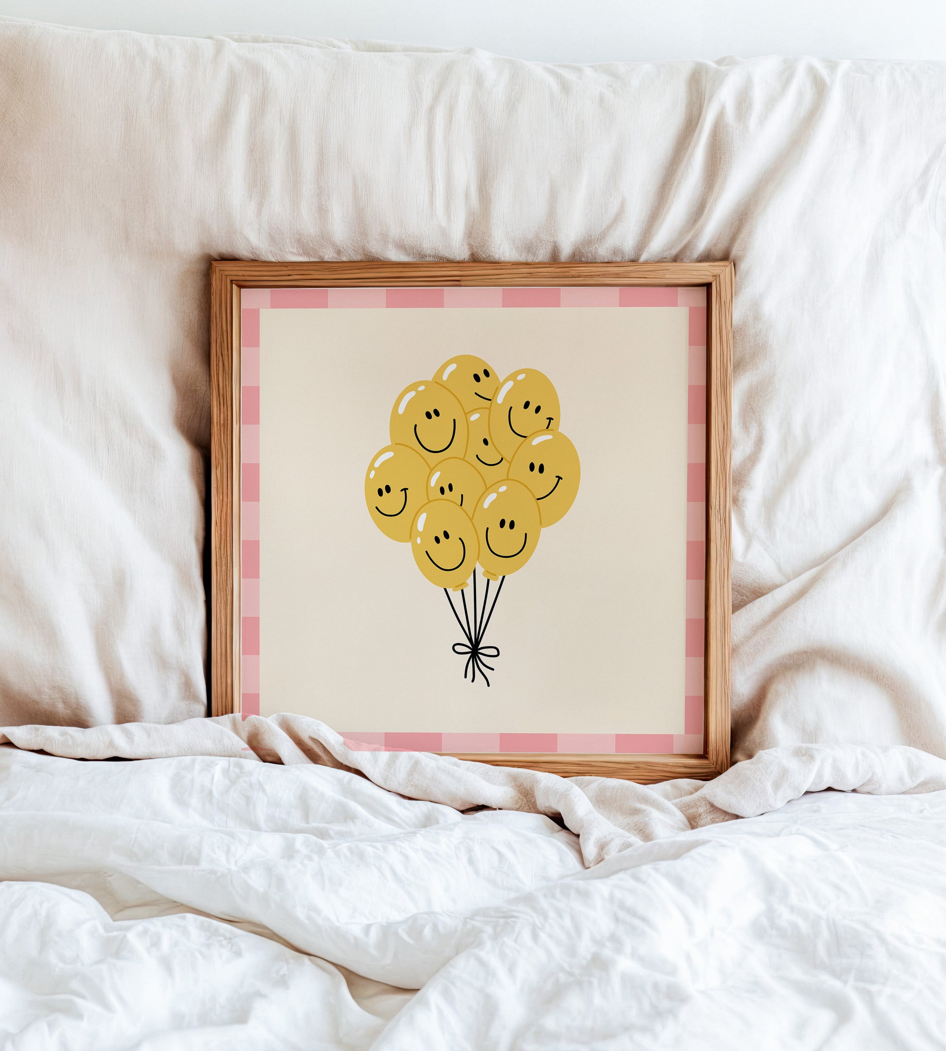 Happy Balloon Checkered Poster