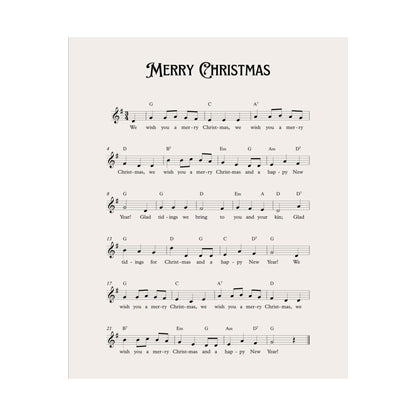 Merry Christmas Carol Music Sheet Poster