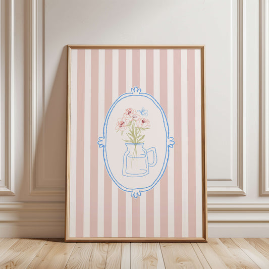 Cottagecore Pink Flower Vase Poster