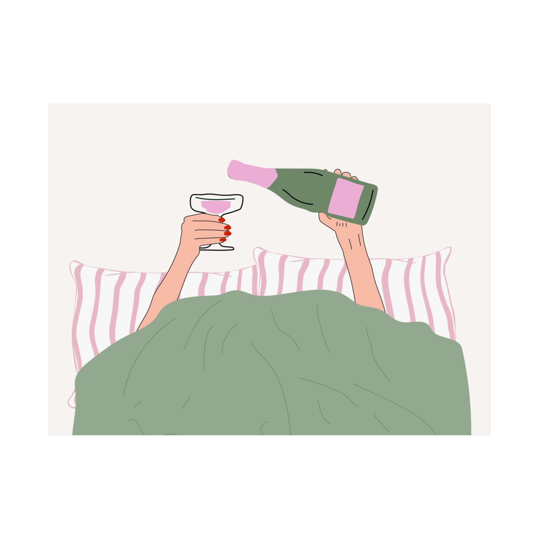 Wine in Bed Sage Poster
