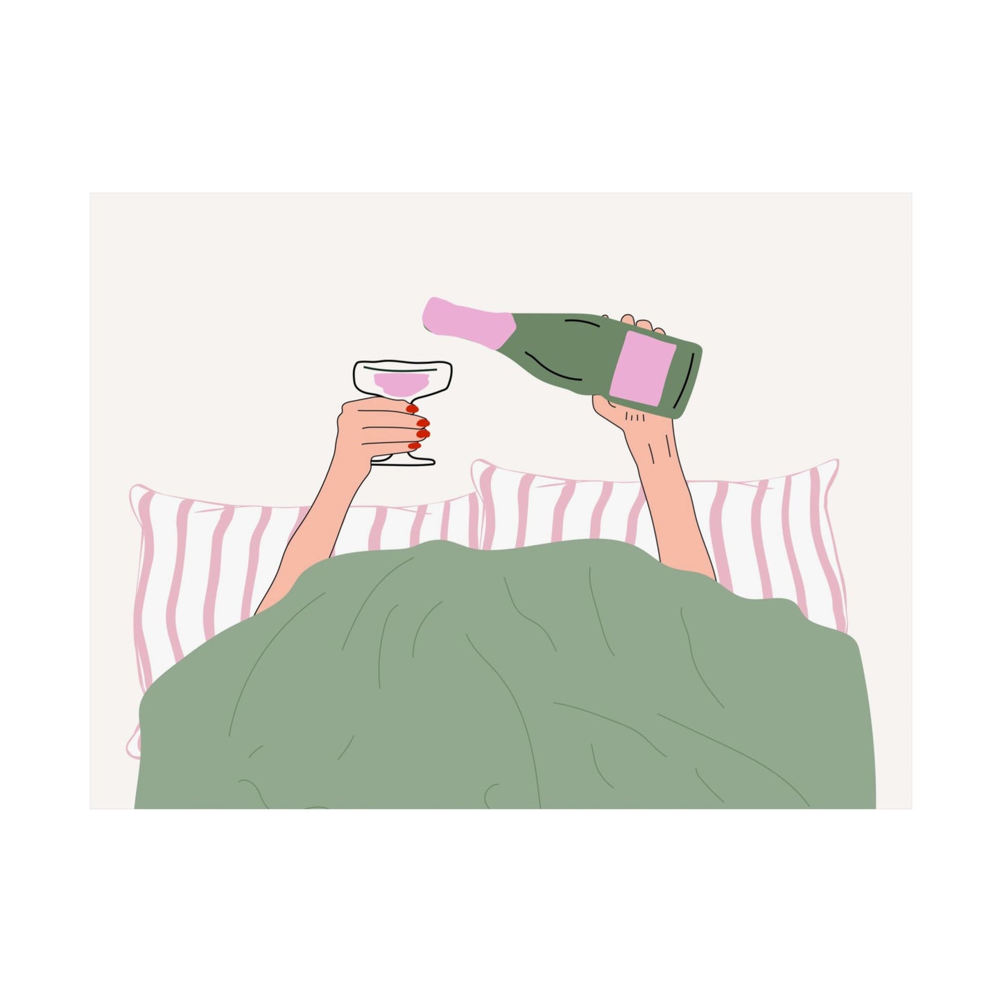 Wine in Bed Pink Poster