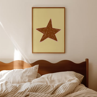 Hand Drawn Star Yellow Poster