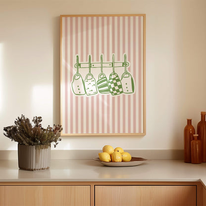 Pink Mugs Hanging Illustration Poster