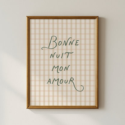 Bonne Nuit Mon Amour Nursery Poster