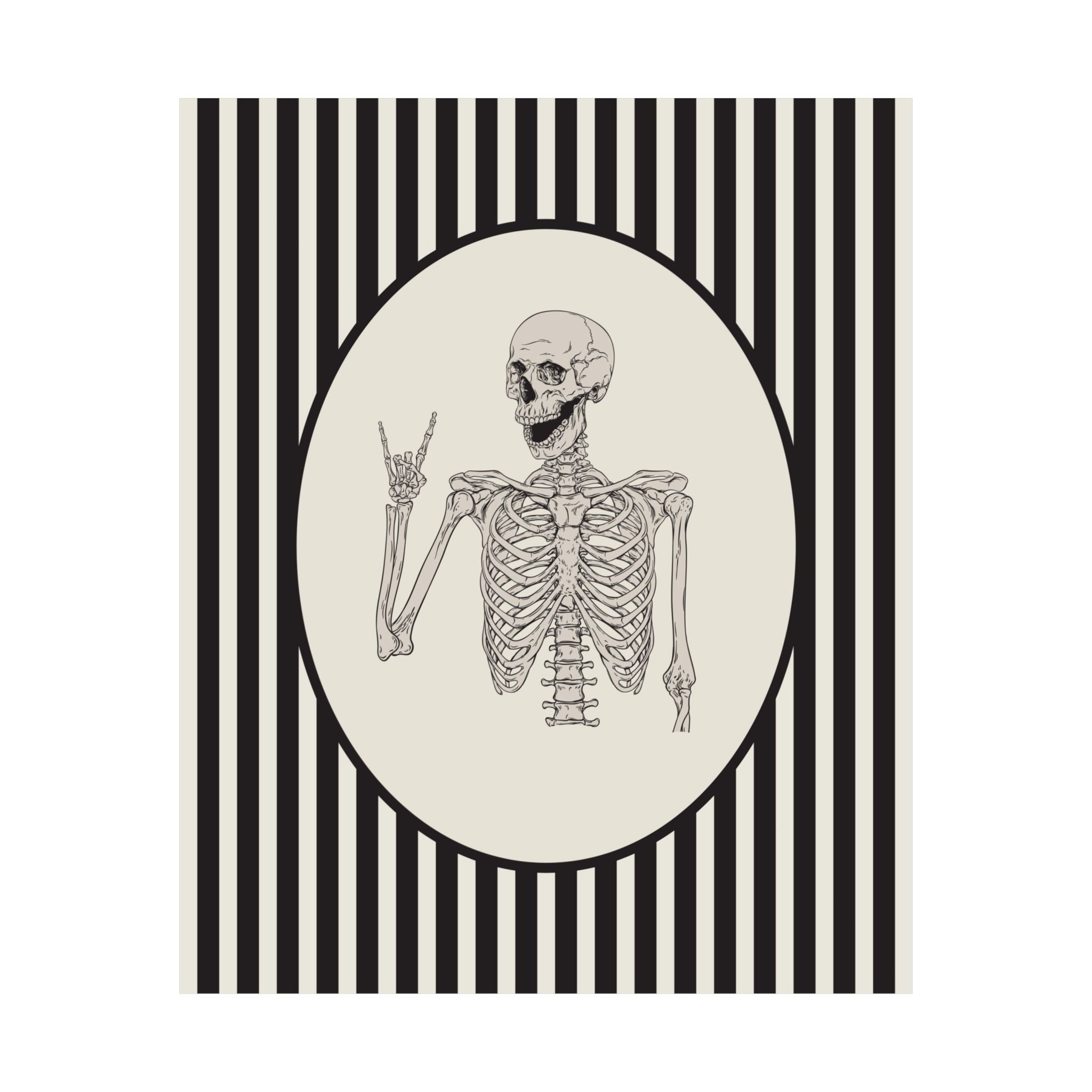 Vintage Skeleton Striped Poster