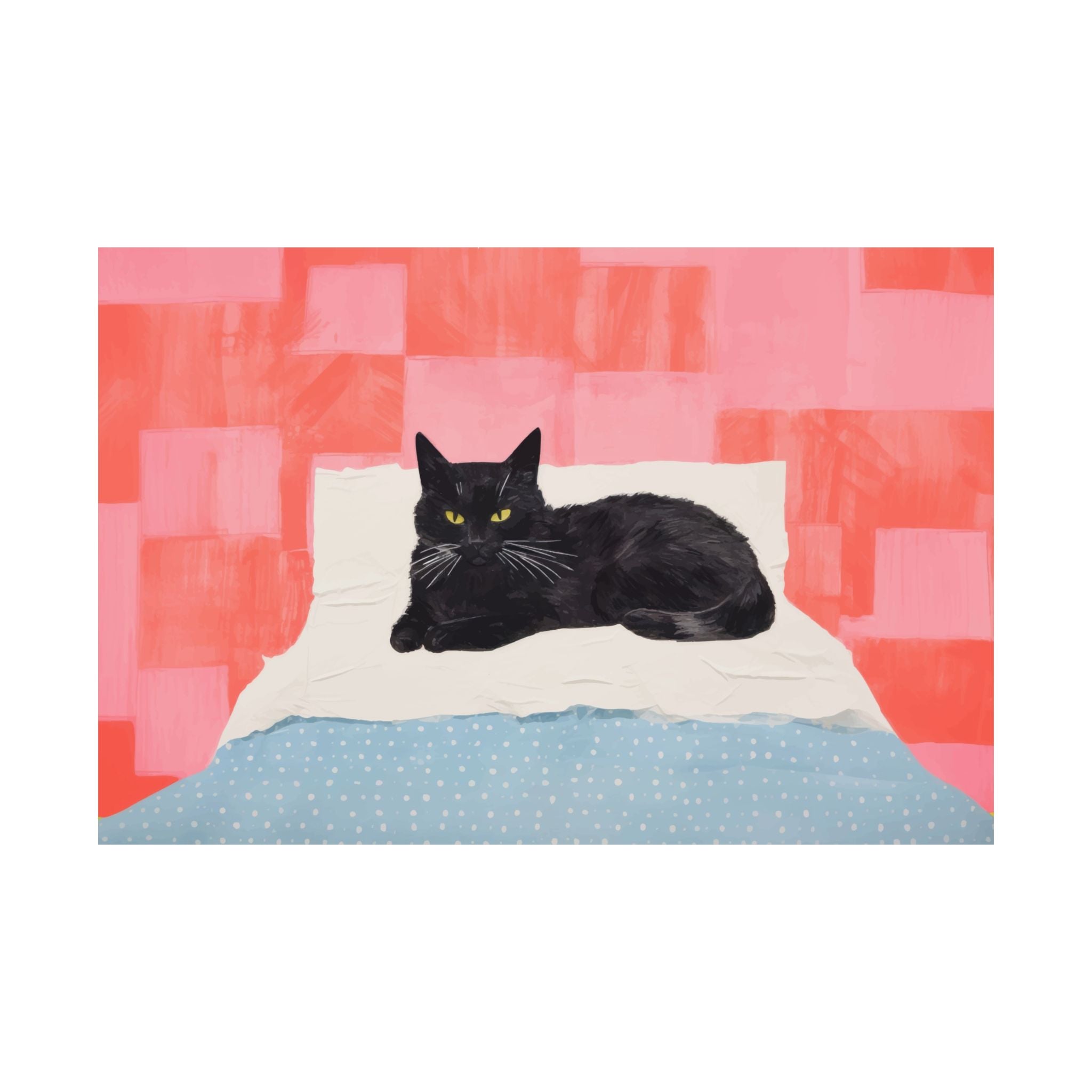 Black Cat in Bed Poster