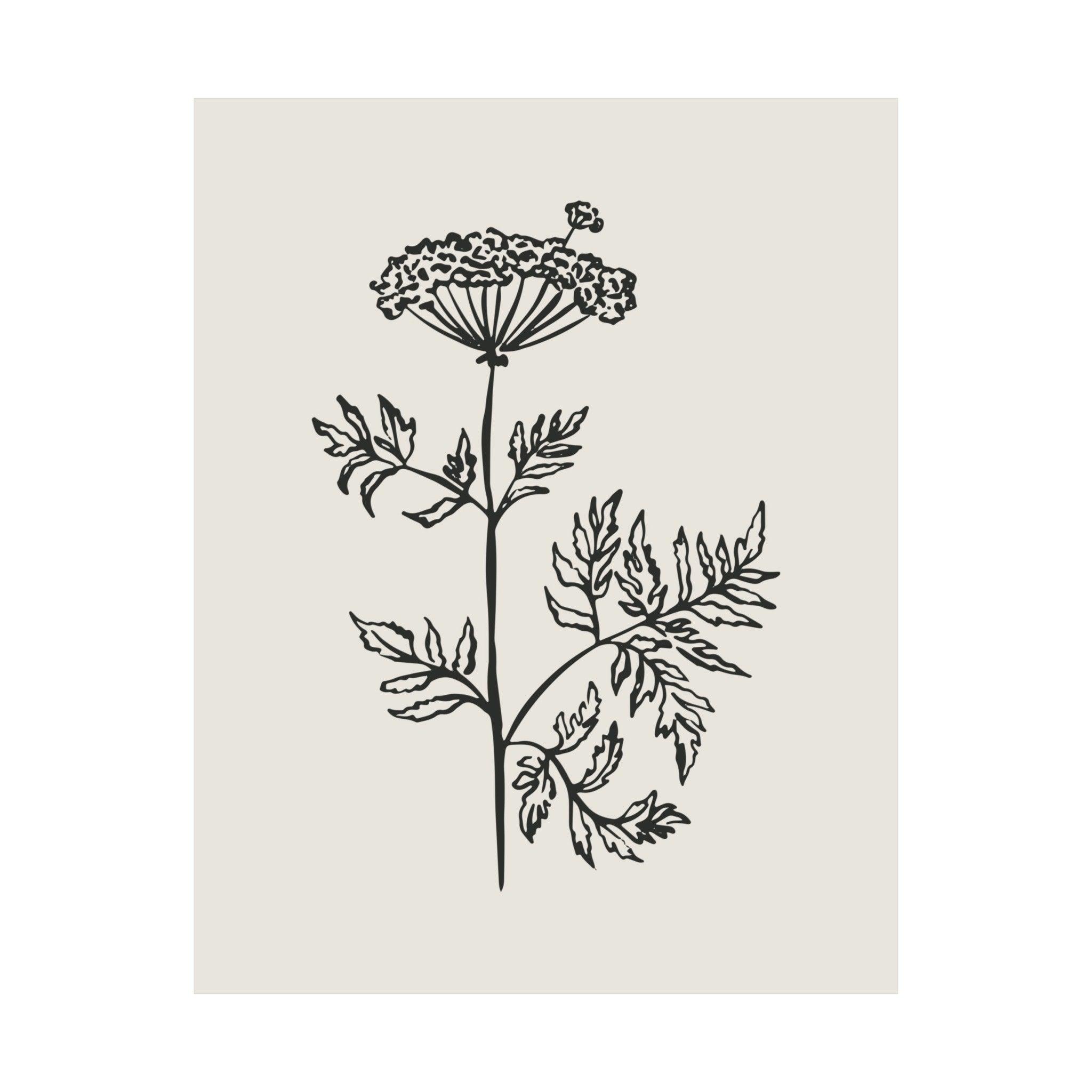 Fine Line Black Flower Poster